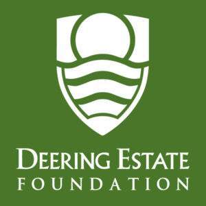 The Deering Estate Foundation logo in white on a green background.