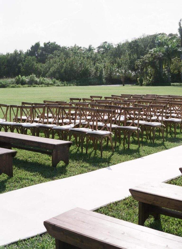 Ceremony seating at Deering Estate's Grand Waterfront Lawn